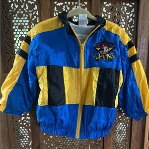 Vintage Disney Kids Hockey All-Star Windbreaker Jacket - Blue and Yellow
